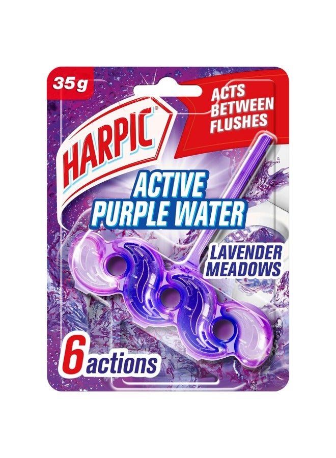 Harpic Active Purple Water Toilet Cleaner Rim Block Lavender Meadows - Image 2