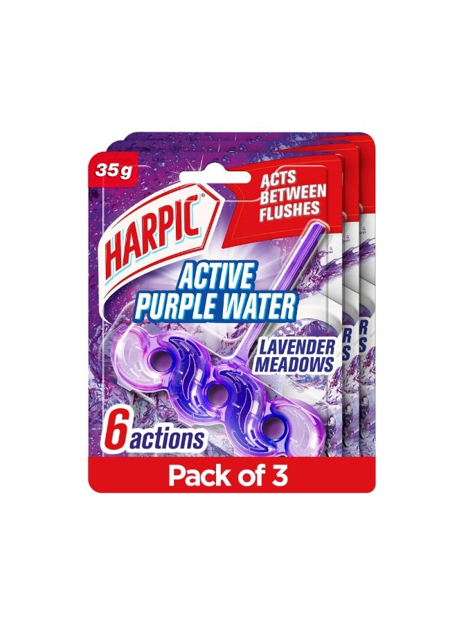 Harpic Active Purple Water Toilet Cleaner Rim Block Lavender Meadows - Image 1