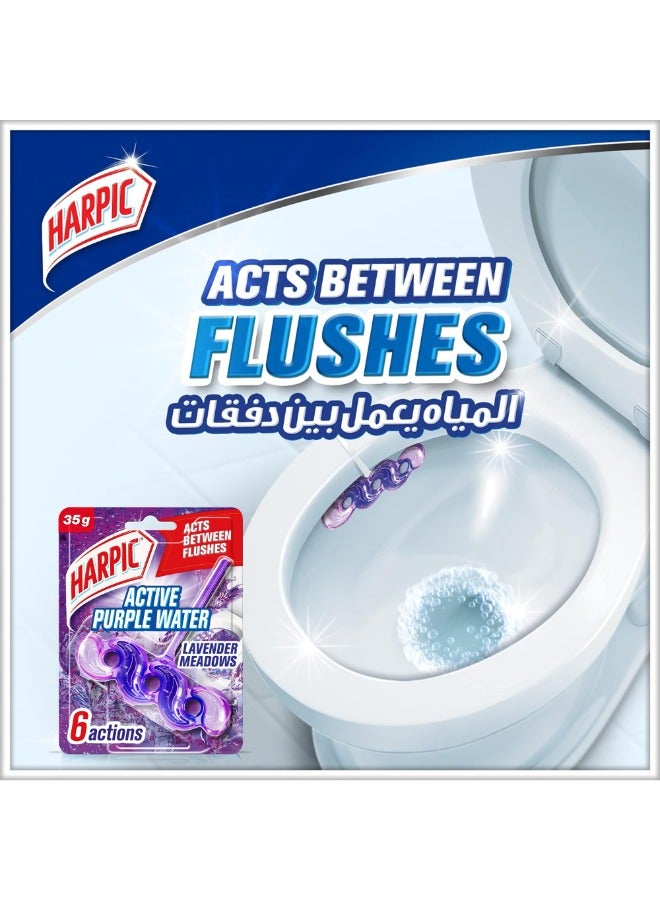 Harpic Active Purple Water Toilet Cleaner Rim Block Lavender Meadows - Image 3