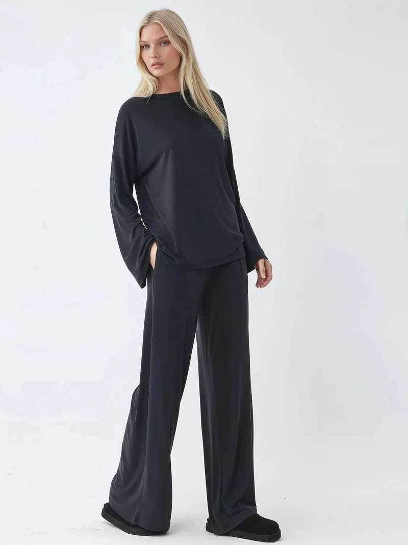 بوسيم بنطلون مستقيم بخصر مطاطي من بيوسيم