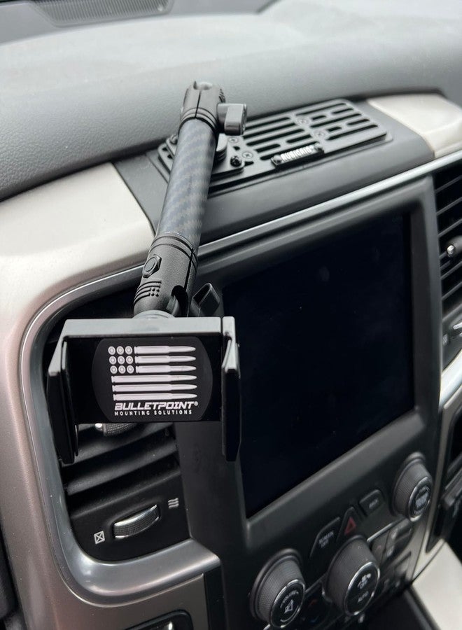 Bulletpoint Metal Dash Mount Cell Phone Holder Compatible with 2013-2018 RAM Truck & 2019+ RAM 1500 Classic (RubiGrid Spring-Loaded) - Image 2