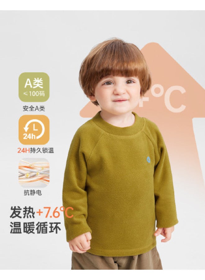 Baby Fever Base Layer Shirt Boys Solid Color Long Sleeve T-shirt Winter Half High Collar Sports Outdoor Top Women Can Be Worn As Inner Layer - Image 1