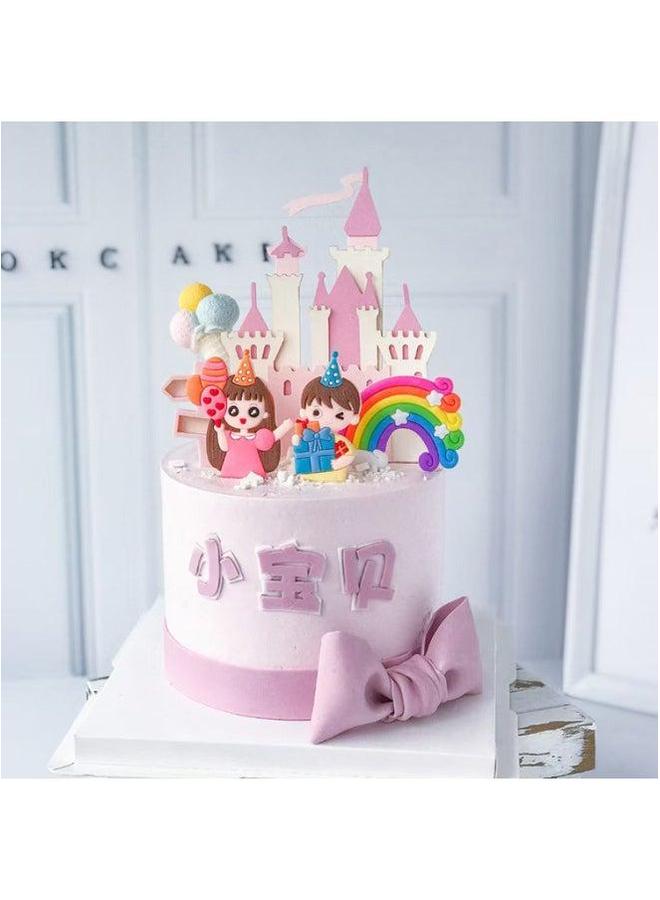 Internet Celebrity Cartoon Children's Day Soft Pottery Glue Cake Decoration Cute Children Girl Birthday Doll Plug-in-Color:Soft Glue-Slide  - Image 3