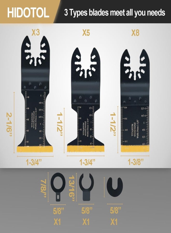 HIDOTOL 16 PCS Titanium Oscillating Saw Blades Universal Multitool Blades for Cutting Hard Material, Metal Nails, Wood, Plastic, Oscillating Tool Blades Kit fit - Image 2