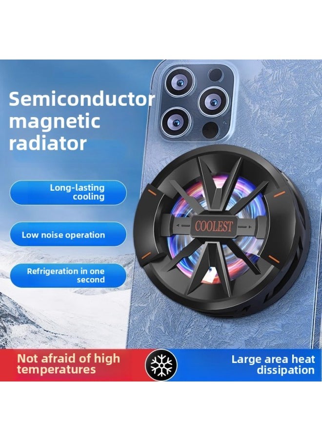 Generic - Mobile Phone Magnetic Back Clip 2-in -1 Radiator Semiconductor Refrigeration Cooling Artifact E-sports Game Chicken Universal Ice-Product Color:Ice Style [js40] Black - Image 1