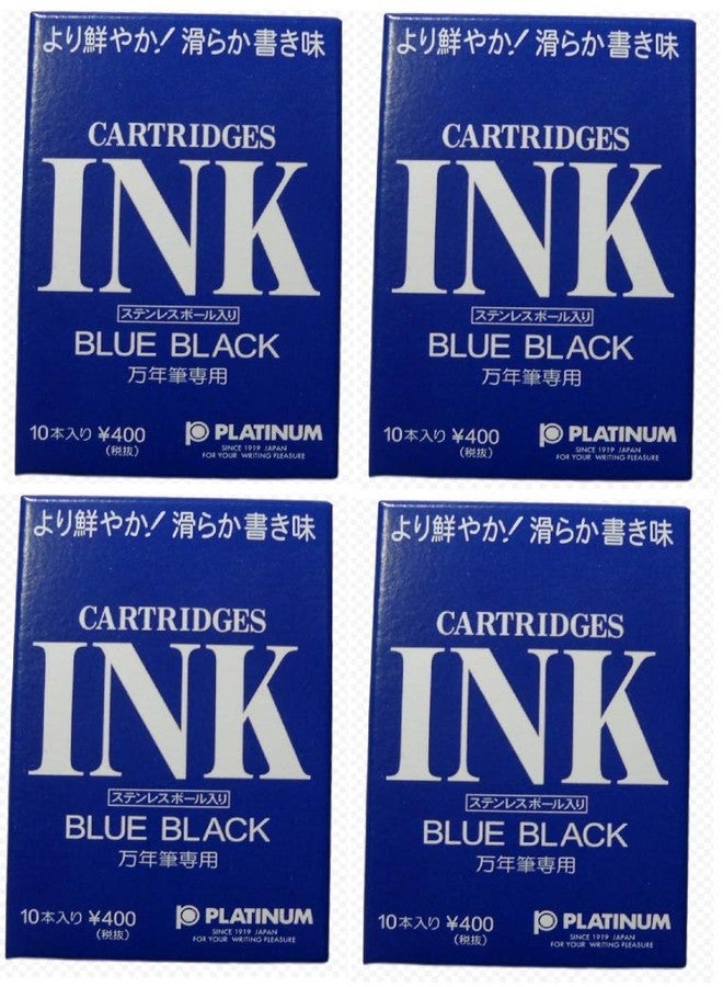 Platinum Fountain Pen Dye-Based Ink Cartridge - Blue Black - Pack of 10 4 Set - Image 1