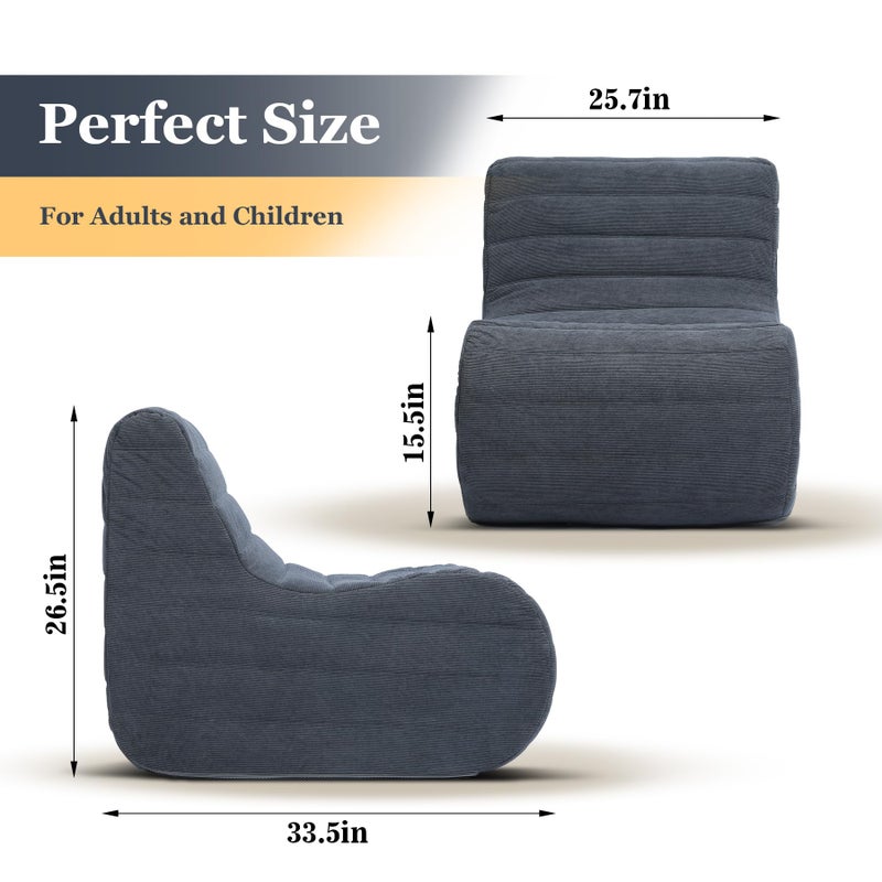 KKdema Bean Bag Chair, Fireside Bean Bags Lazy Sofa Sack, Big Beanbag Chair Floor Couch, Memory Foam Lounge Chair for Bedroom, Living Room, Office and Home (Gray) - Image 5