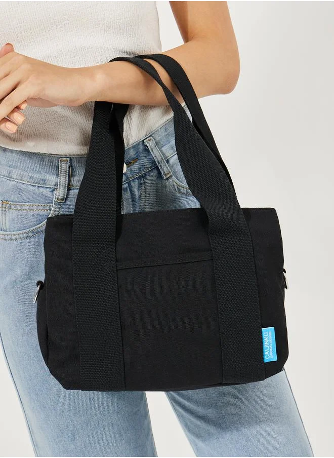 Styli Plain Handbag with Dual Strap