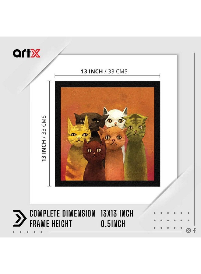 ArtX Paper Cats Wall Art Painting, Multicolor, Animal, 13X13 in, Set of 1 - Image 2