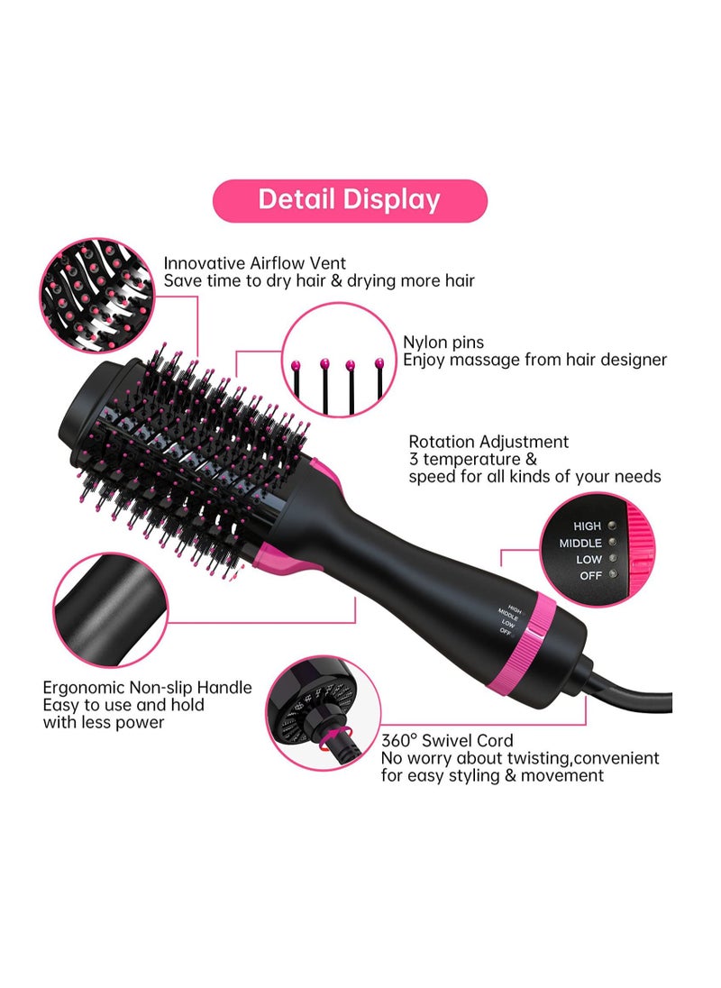 Generic Hair Dryer Brush One-Step Blow Dryer Brush for Styling and Frizz Control Negative Ionic Hot Air Brush Volumizer Ceramic 4 in 1 Hair Dryer and Styler Volumizer with Negative Ion  - Image 5