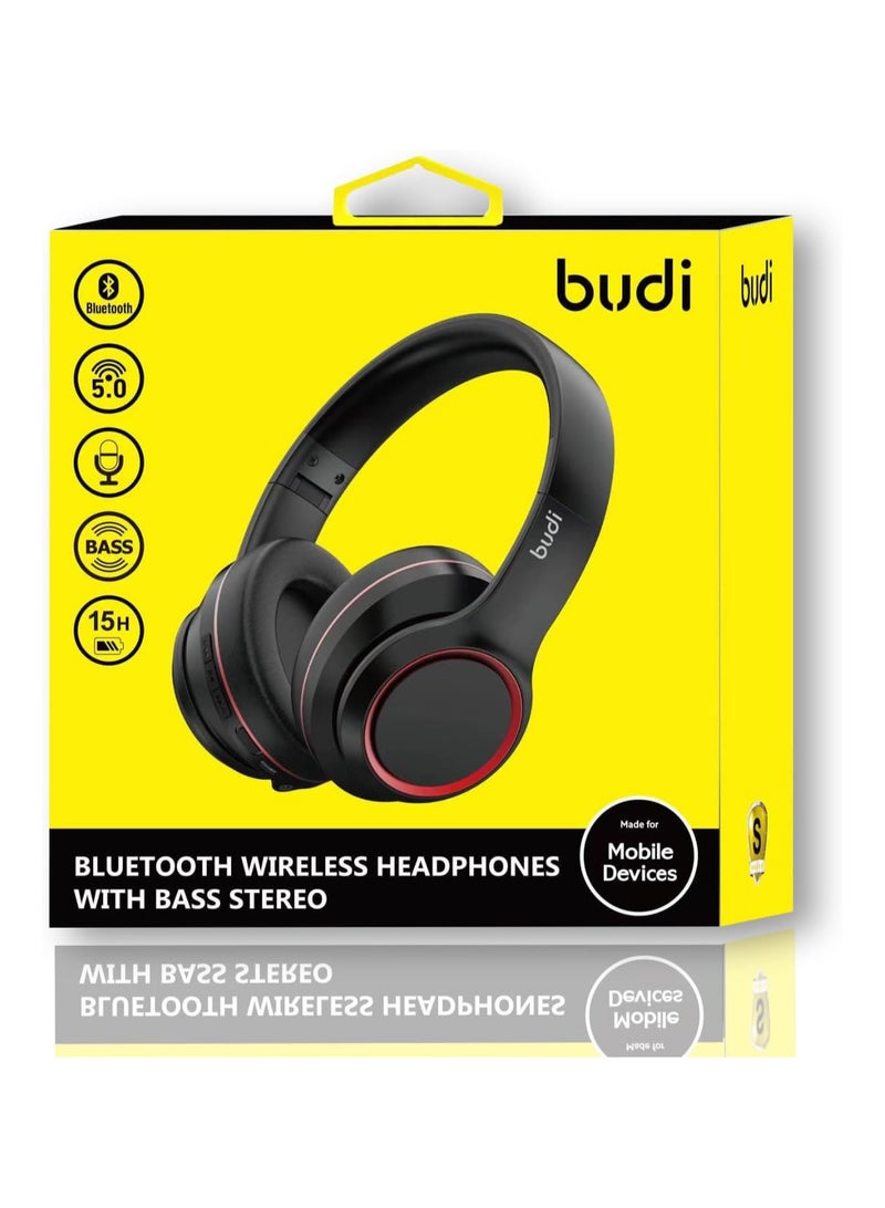 budi Premium Quality Bluetooth Wireless Headphone with Bass Stereo 5.0 15H Play time - Image 2