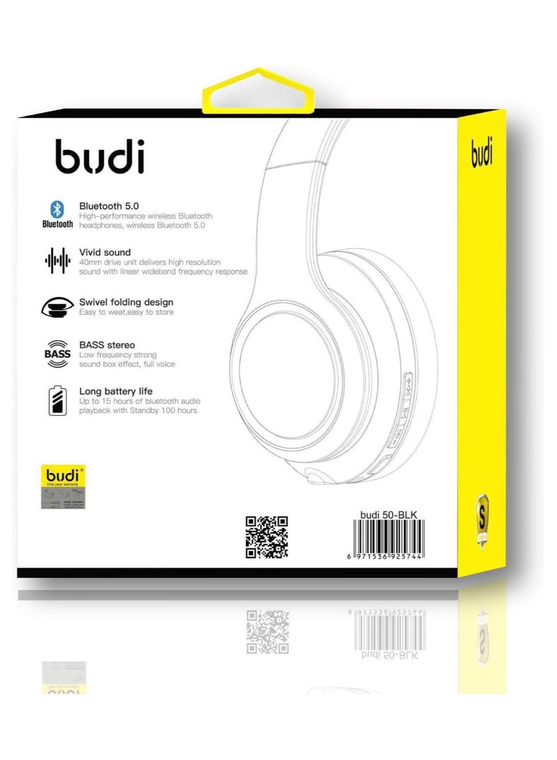 budi Premium Quality Bluetooth Wireless Headphone with Bass Stereo 5.0 15H Play time - Image 3