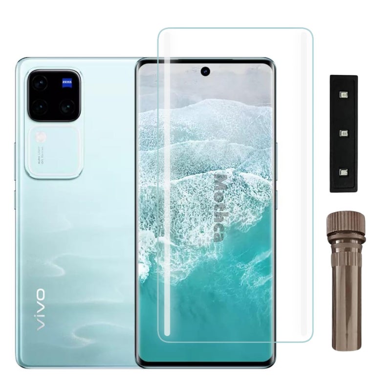Mothca Premium UV Tempered Glass Screen Protector for Vivo V30/ V30 Pro (Pack of 1) | UV Curved Screen Guard | Case Friendly Design | Includes Installation Kit - Image 1