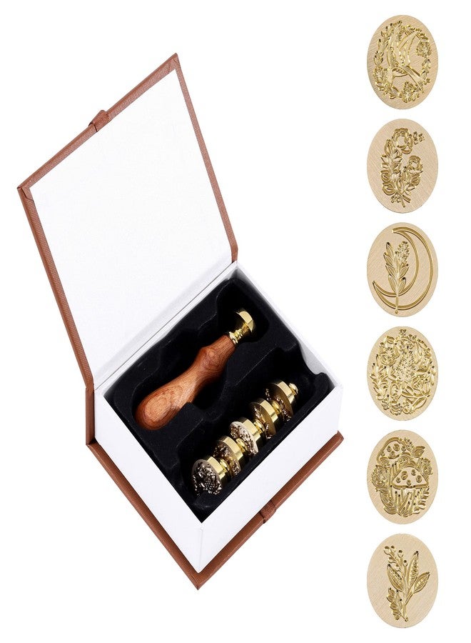 Yoption 6 Pieces Botanical Wax Seal Stamp Set, Vintage Plant Flower Sealing Wax Stamp Heads + 1 Wooden Handle with Gift Box for Wedding Invitation, Christmas, Gift Idea - Image 4