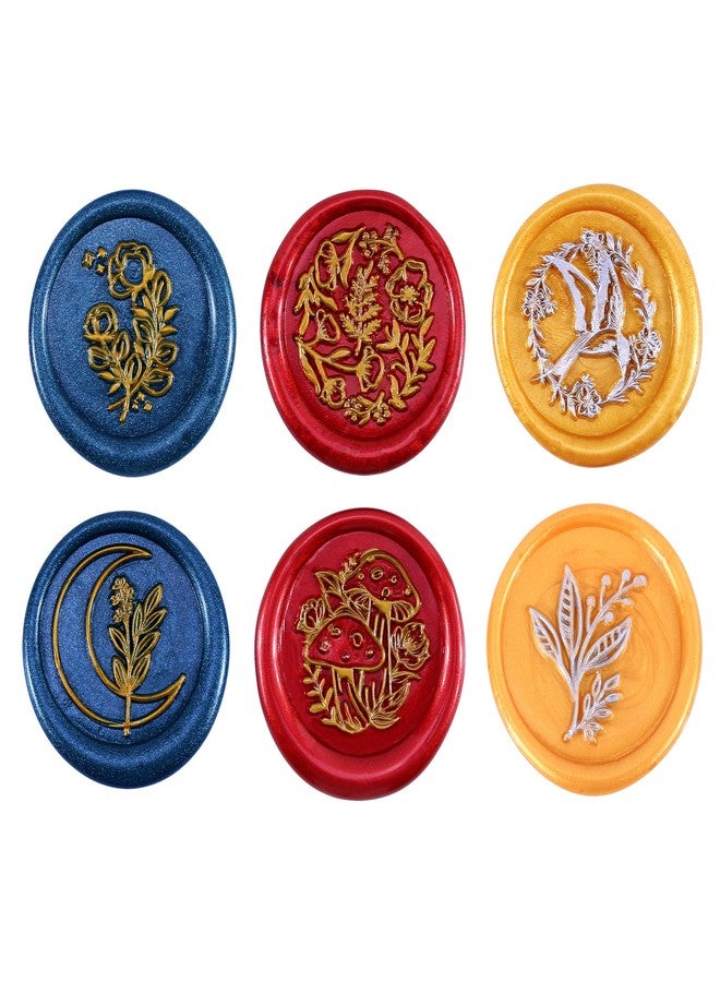 Yoption 6 Pieces Botanical Wax Seal Stamp Set, Vintage Plant Flower Sealing Wax Stamp Heads + 1 Wooden Handle with Gift Box for Wedding Invitation, Christmas, Gift Idea - Image 2