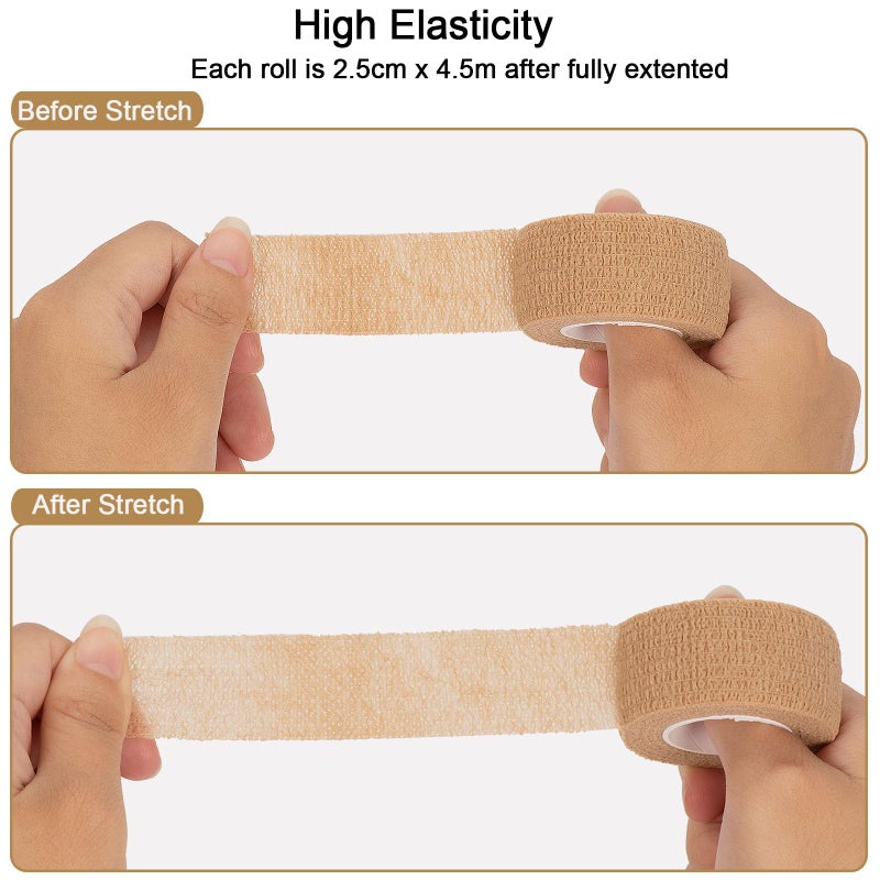 Sagafly 12 Pack Self Adhesive Bandage Wrap 1 Inch Cohesive Bandage Self Adherent Vet Wrap for Dog Pets Elastic Bandage Finger Tape Self Stick Wrap for First Aid Sports Athletic Tape (Mixed Colors) - Image 5