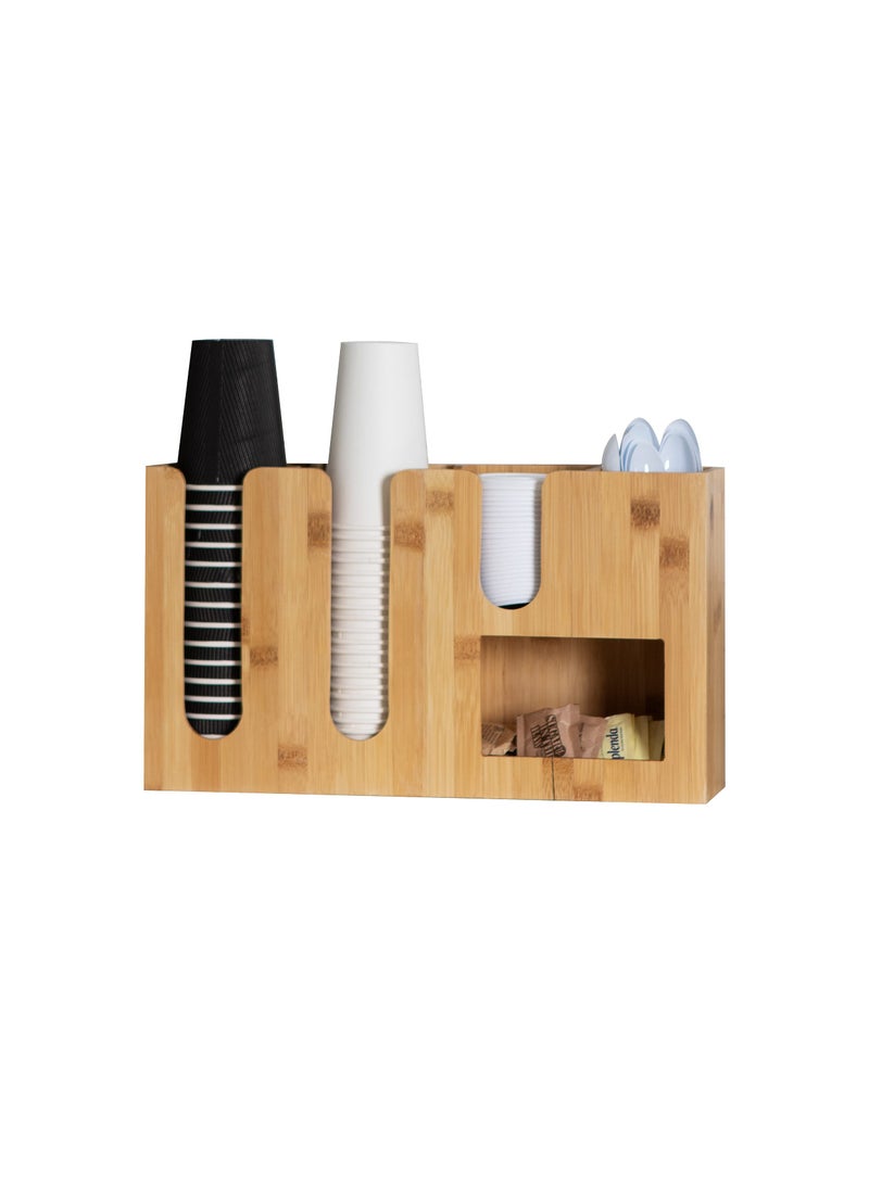 Mind Reader Mind Reader Cup and Condiment Station Countertop Organizer Coffee Bar Rayon from Bamboo 1642 L x 417 W x 945 H Brown 