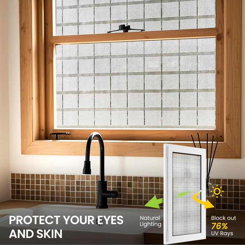 ADD.HERES Window Privacy Film, Frosted Glass Decorative Static Cling, Removable Sun Blocking Vinyl Covering,Window Film for Home Kitchen Living Room Bathroom, Star Shield,17.3" x 78.7" - Image 2