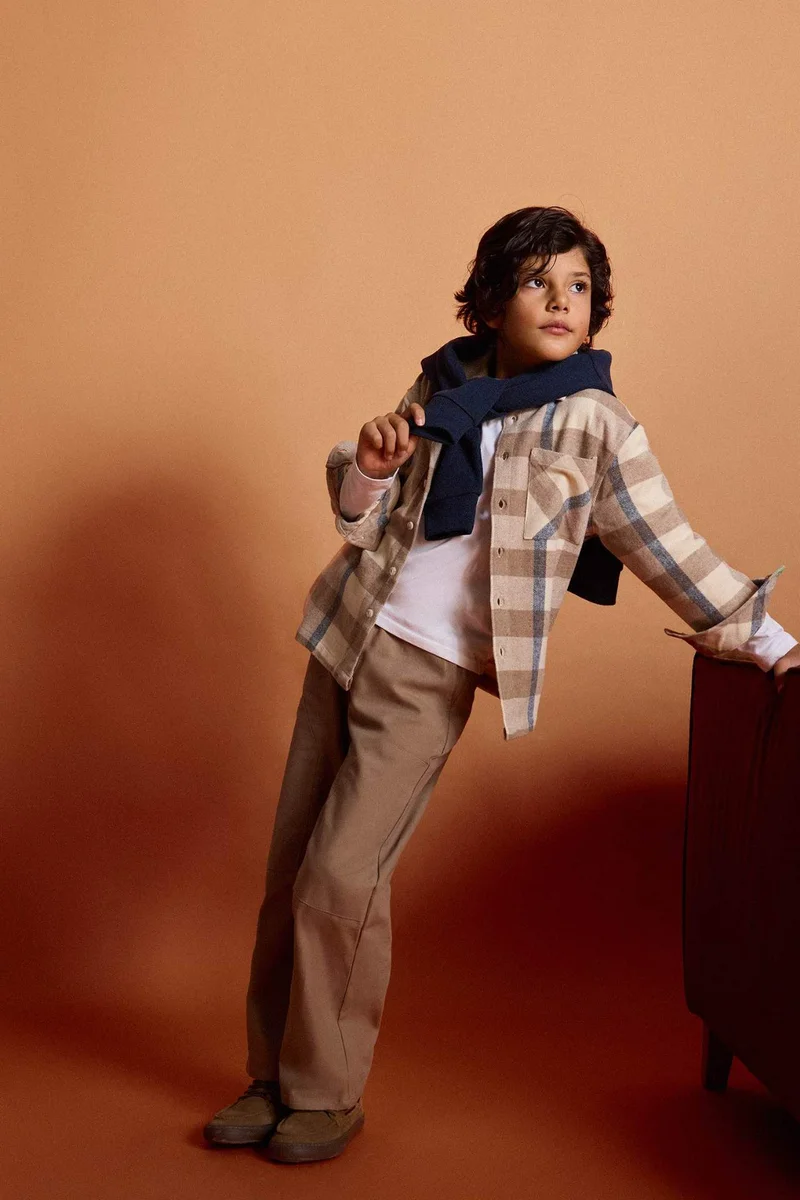 ديفاكتو Boy Plaid Shirt and Pants 2 Piece Set