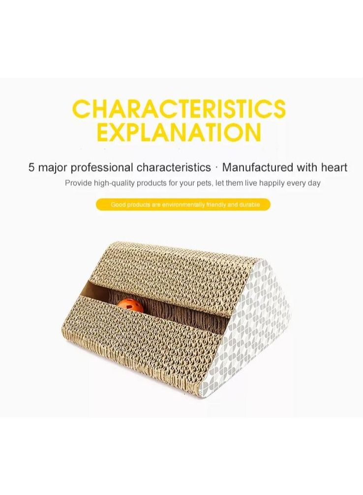 Cat Scratching Triangle board with Bell Balls Pet Toy - Image 3