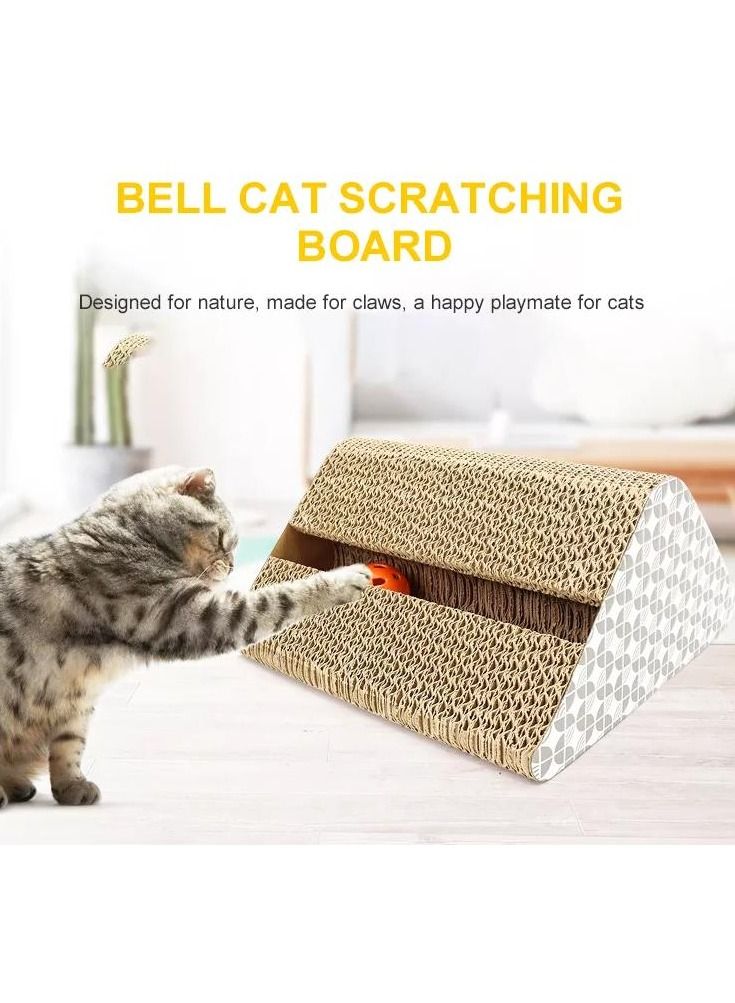 Cat Scratching Triangle board with Bell Balls Pet Toy - Image 1