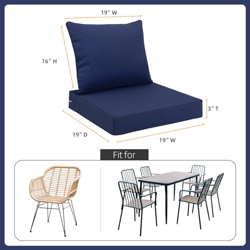 Favoyard Outdoor Seat Cushion Set 19 x 19 Inch Waterproof & Fade Resistant Patio Furniture Cushions with Removable Cover Deep Seat & Back Cushion with Handle and Adjustable Straps for Chair Sofa Couch - Image 2