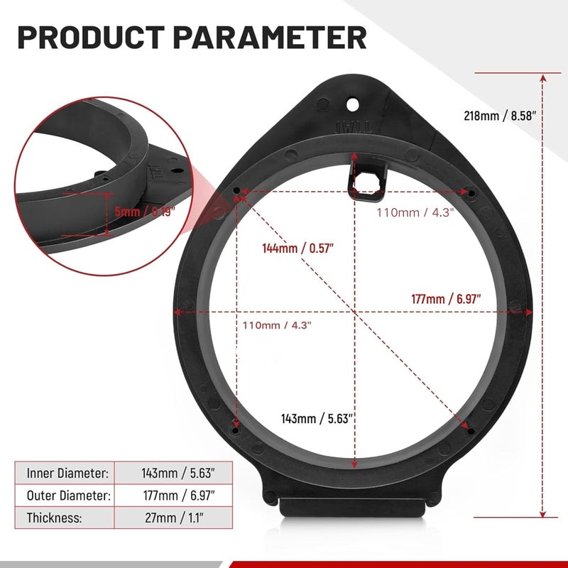 RED WOLF حلقة توصيل مكبر الصوت RED WOLF 6.5" مع مجموعة أسلاك لجيمس، شيفروليه، بويك، وكاديلاك - Image 3