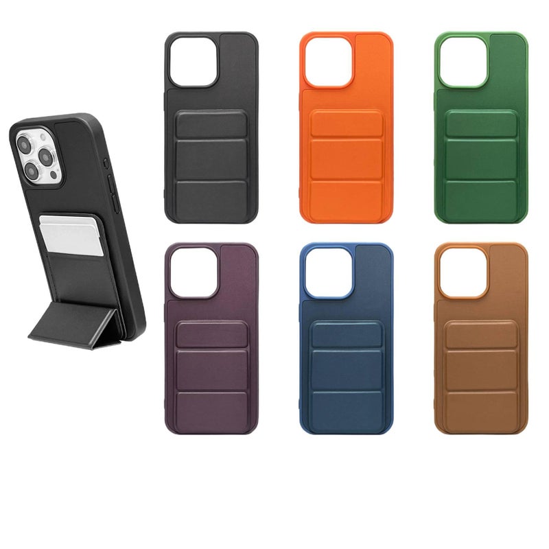 BB Leather Texture Protective Case for iPhone 16 / 16 Plus / 16 Pro / 16 Pro Max with Card Holder and Drop Protection plus Shockproof plus Kickstand plus Strong Magnetic in Blue - Image 5