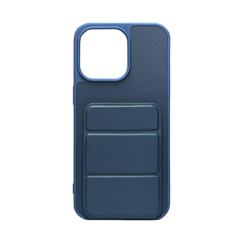 BB Leather Texture Protective Case for iPhone 16 / 16 Plus / 16 Pro / 16 Pro Max with Card Holder and Drop Protection plus Shockproof plus Kickstand plus Strong Magnetic in Blue - Image 1