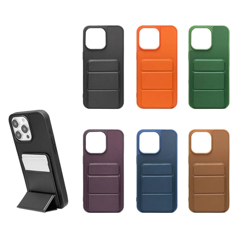 BB Leather Texture Protective Case for iPhone 16 / 16 Plus / 16 Pro / 16 Pro Max with Card Holder and Drop Protection plus Shockproof plus Kickstand plus Strong Magnetic in Blue - Image 2