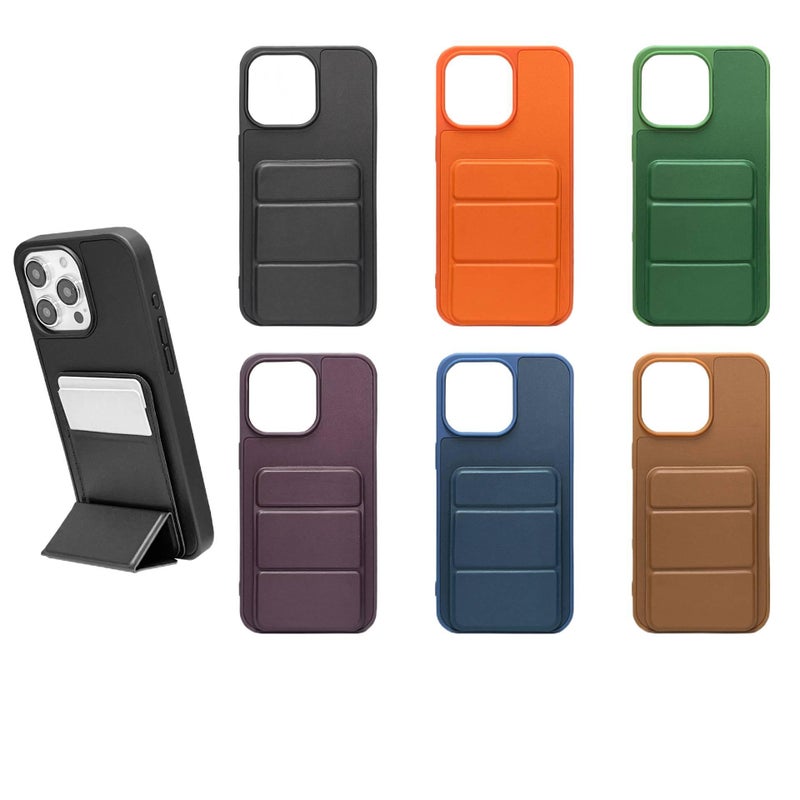 BB Leather Texture Protective Case for iPhone 16 / 16 Plus / 16 Pro / 16 Pro Max with Card Holder and Drop Protection plus Shockproof plus Kickstand plus Strong Magnetic in Blue - Image 3