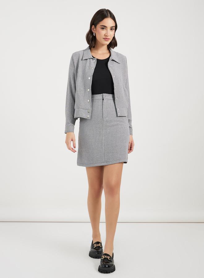 Styli Tweed Collared Jacket with Buttons - Image 2
