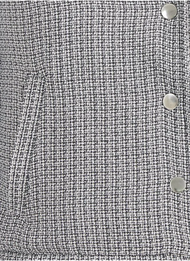 Styli Tweed Collared Jacket with Buttons