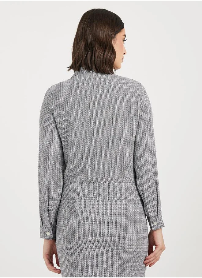 Styli Tweed Collared Jacket with Buttons