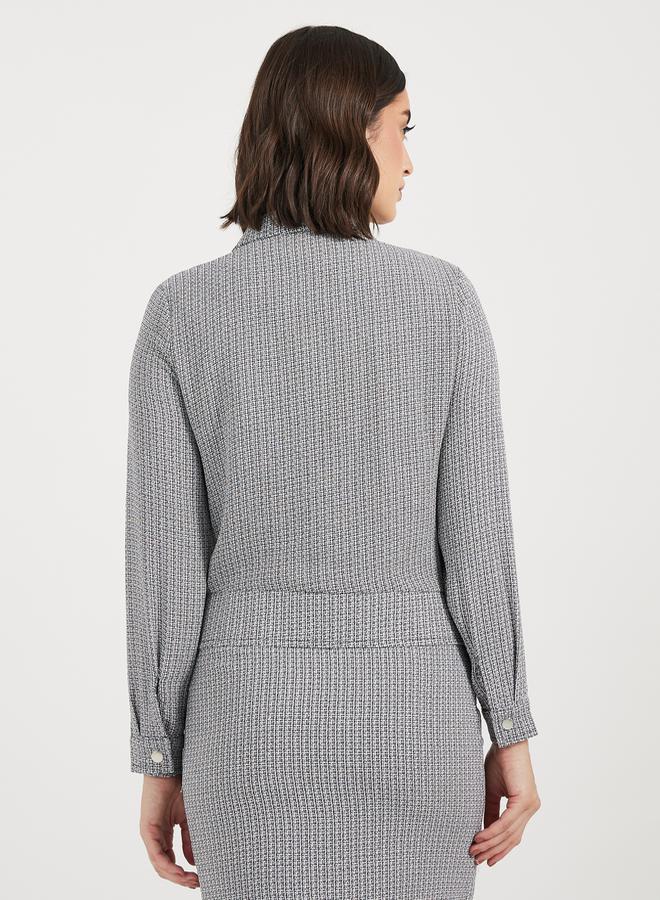 Styli Tweed Collared Jacket with Buttons - Image 4