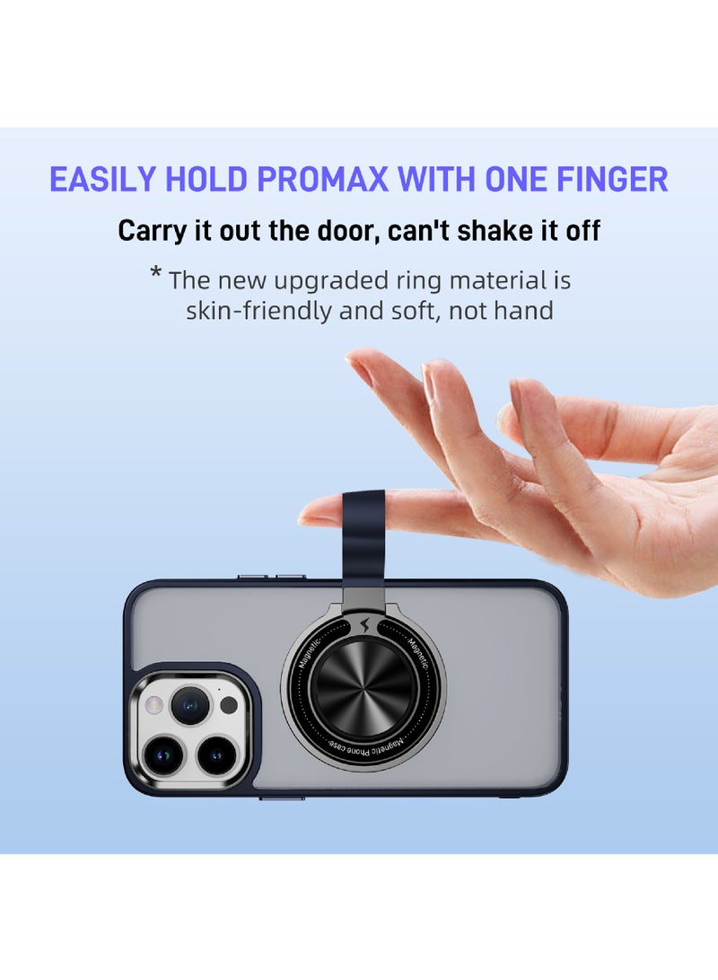Rock Pow For iPhone 15 Pro Magnetic Ring Case [Compatible with MagSafe Charging] 360° Rotatable Grip Holder Kickstand Slim fit Non-Slip Shockproof Phone Case for iPhone 15 Pro 6.1'' - Image 3