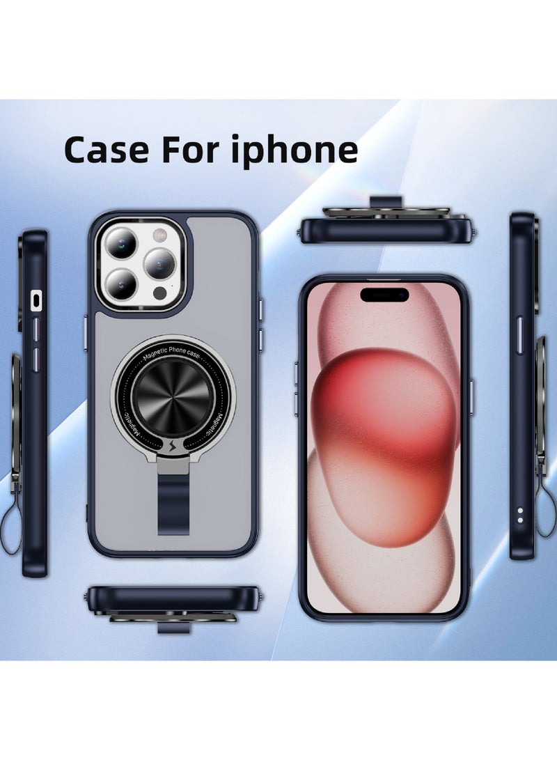 Rock Pow For iPhone 15 Pro Magnetic Ring Case [Compatible with MagSafe Charging] 360° Rotatable Grip Holder Kickstand Slim fit Non-Slip Shockproof Phone Case for iPhone 15 Pro 6.1'' - Image 5