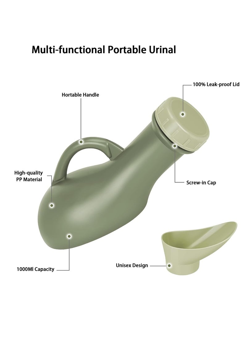SYOSI - Travel Toilet Urinal Bottles, Urinal Pee Bottle with Funnel and Spill-Proof Screw Lid, Unisex Portable Urine Bottle Emergency Toilet for Car Travel Camping, 1000ML - Image 1