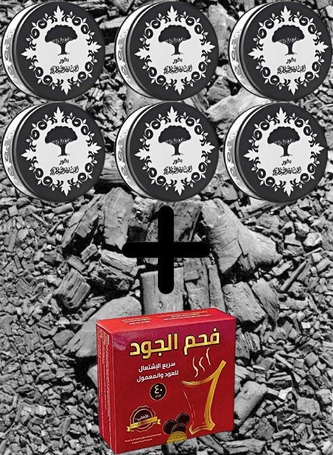 6 Pieces Bakhoor Luban Socatri 70g Plus Coal Aljood 40 Tablets Free