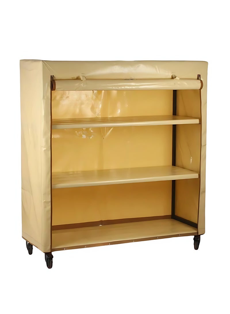 Bin Amaar Multi Tiers Dust Proof Rack Storage Portable Steel Stack able Storage Rack Cabinet Organizer Multipurpose Storage Rack 130x130x50cm Beige - Image 1