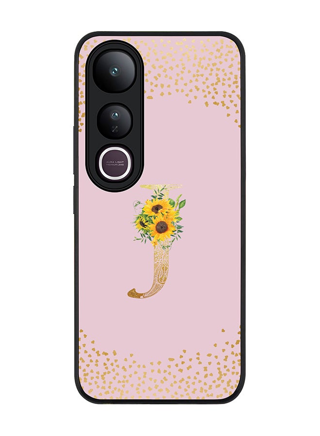Stylizedd For vivo V50 Lite Case,Slim fit Camera Protection, Shockproof Thin Phone cover  - Custom Floral Monogram - J  (Pink )