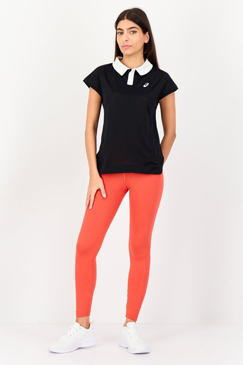 asics Women Sportswear Fit Sleeveless Training Polo Shirt, Black - Image 2