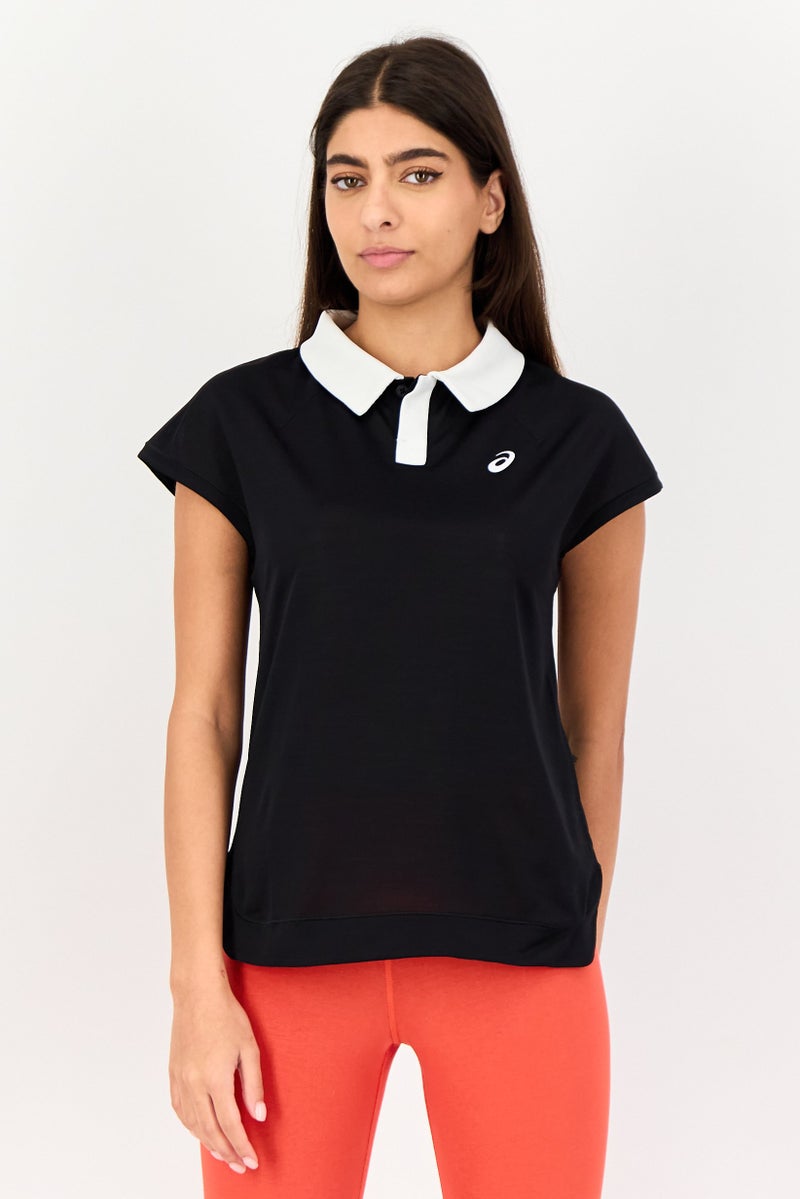 asics Women Sportswear Fit Sleeveless Training Polo Shirt, Black - Image 1
