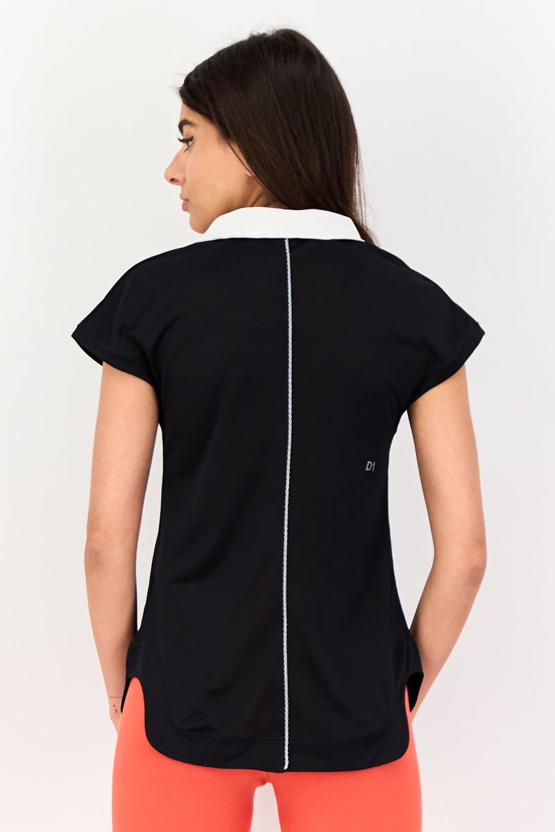 asics Women Sportswear Fit Sleeveless Training Polo Shirt, Black - Image 4