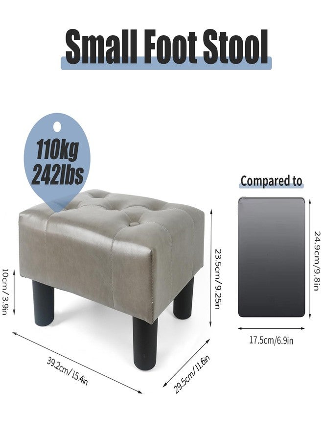 BRIAN & DANY Small Foot Stool, Leather Foot Stools with Legs, Stable Small Footstool for Living Room, Grey - Image 2