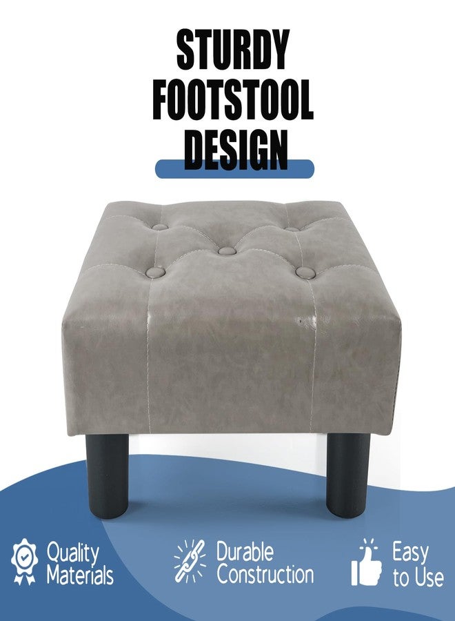 BRIAN & DANY Small Foot Stool, Leather Foot Stools with Legs, Stable Small Footstool for Living Room, Grey - Image 3