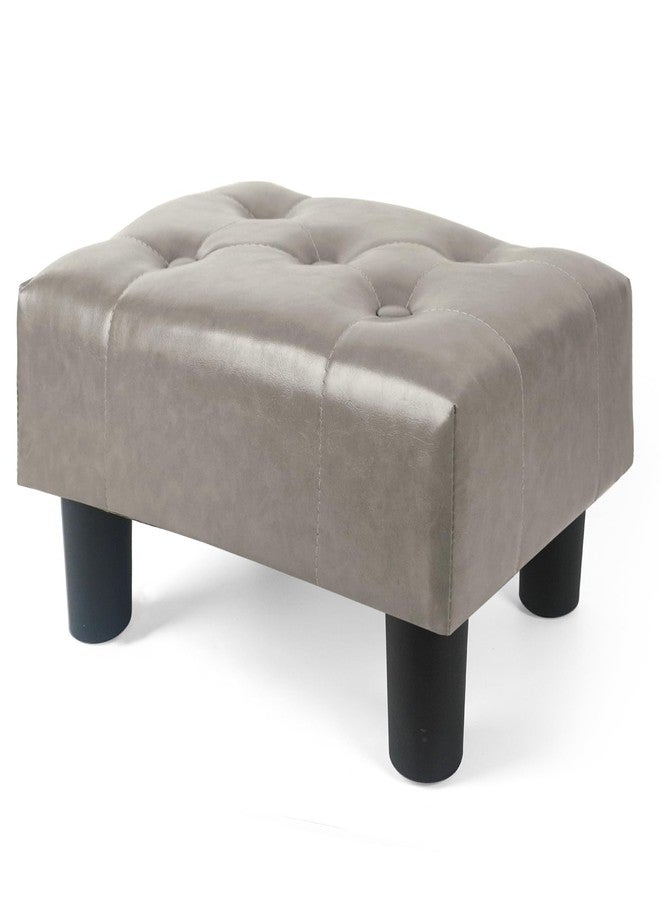 BRIAN & DANY Small Foot Stool, Leather Foot Stools with Legs, Stable Small Footstool for Living Room, Grey - Image 1
