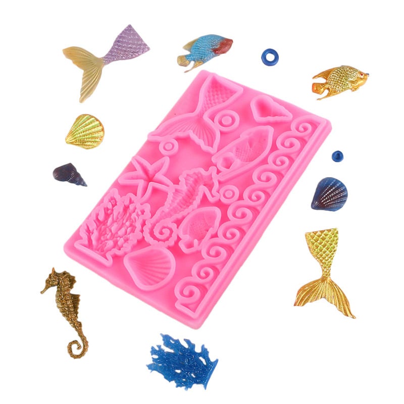 Marine Theme Chocolate Mold Seashell Turtle Starfish Fondant Molds For Baking Cake Decorating Color B - Image 3