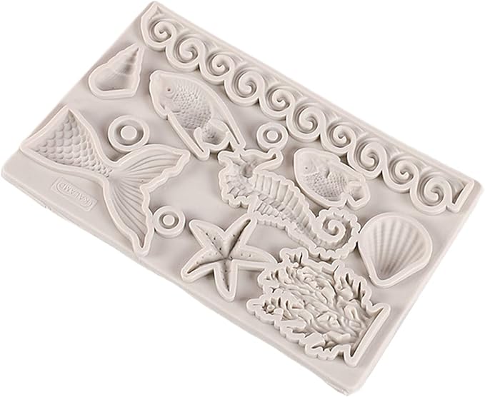 Marine Theme Chocolate Mold Seashell Turtle Starfish Fondant Molds For Baking Cake Decorating Color B - Image 1