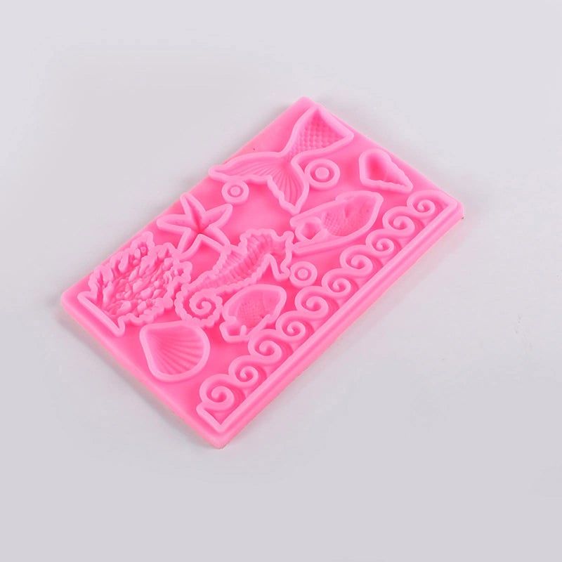 Marine Theme Chocolate Mold Seashell Turtle Starfish Fondant Molds For Baking Cake Decorating Color B - Image 4